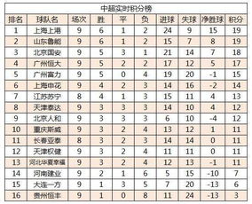 中超积分榜（中超积分榜*排名山东鲁能） 第1张
